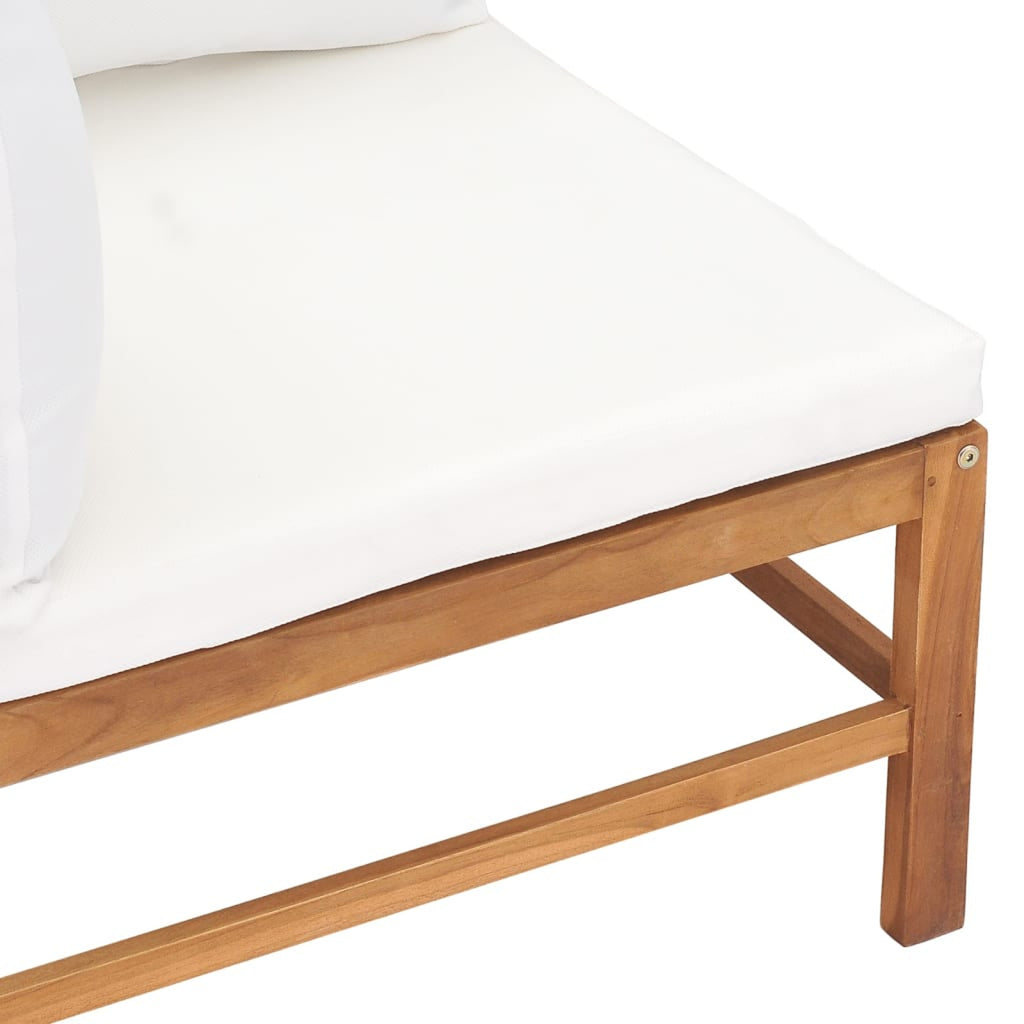 2-Seater Teak Wood Corner Sofa Set with Cream Cushion S10103