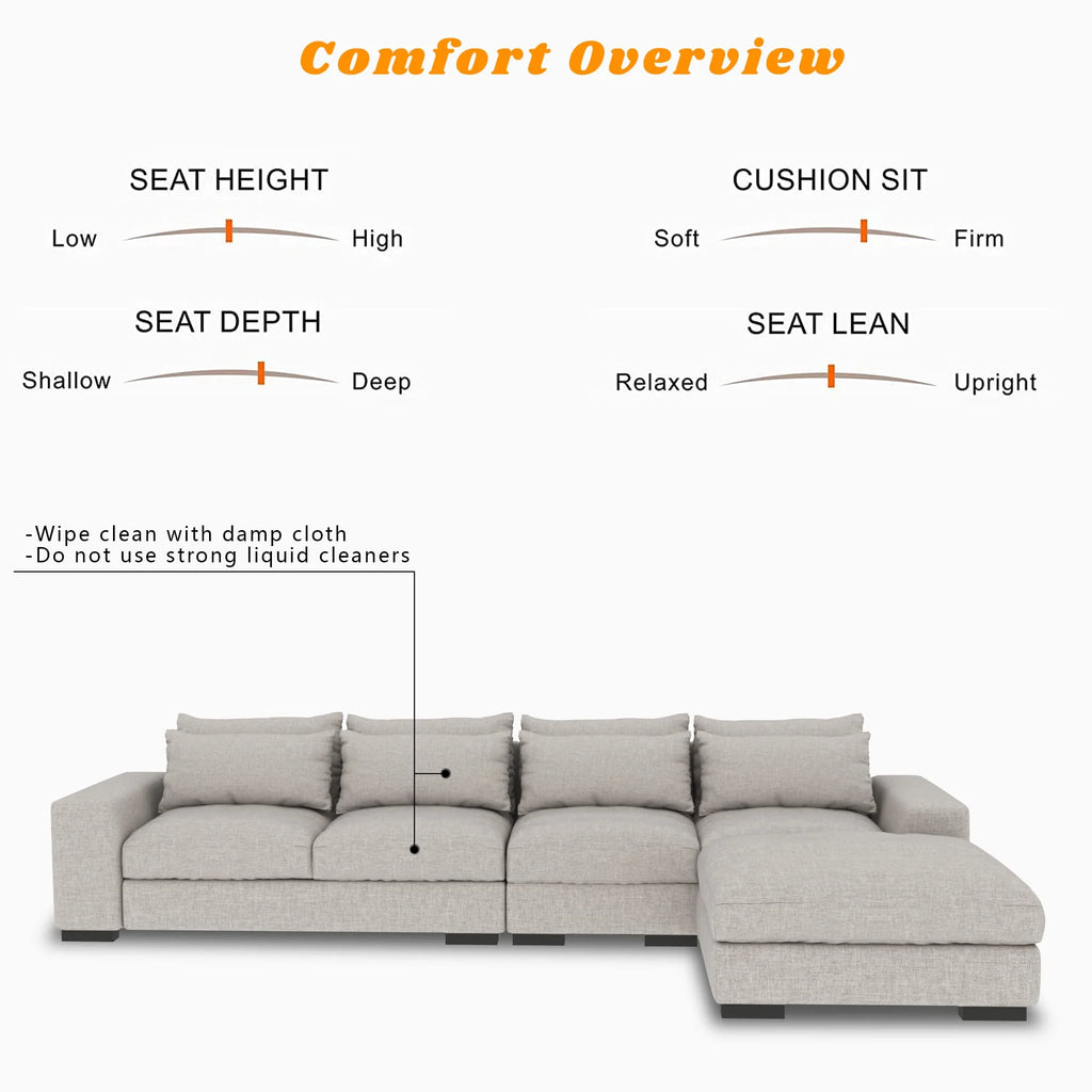 Light Grey L Shaped Sectional Sofa with Storage Ottoman T932525