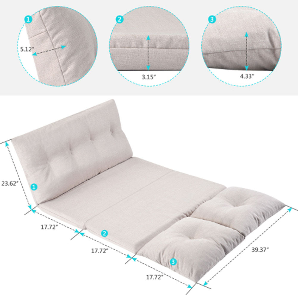 Beige Fabric Folding Chaise Lounge Sofa W169