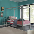 Gray Wood Twin Size Canopy Bed T5612