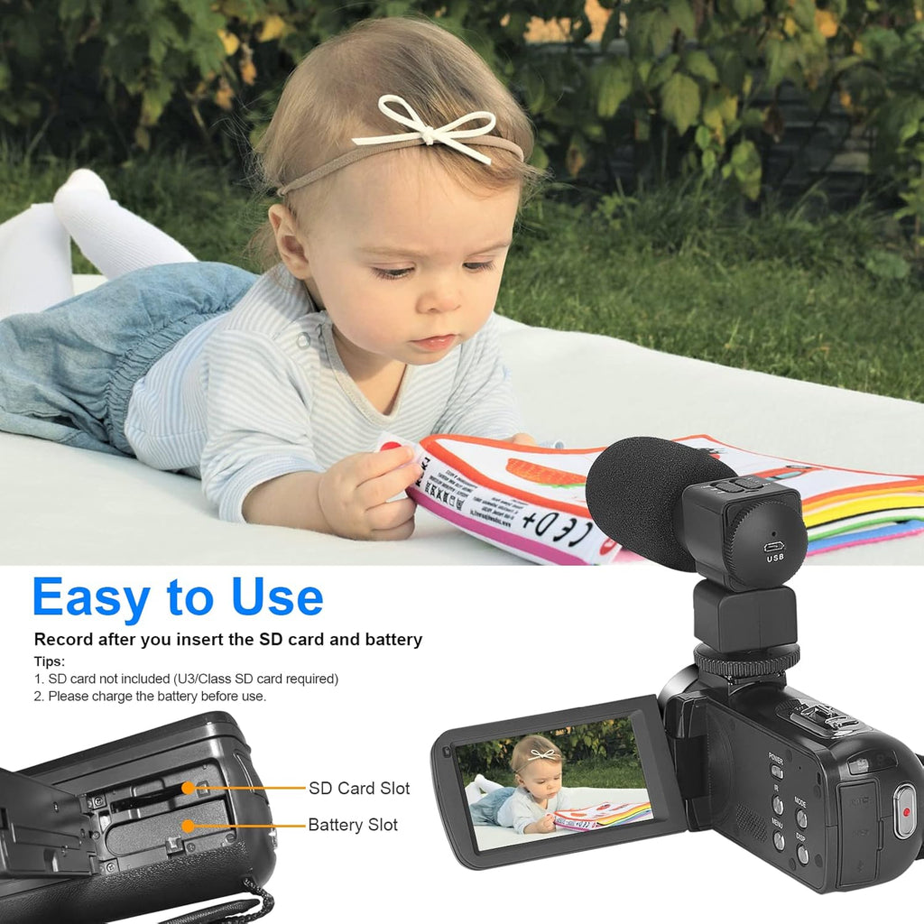 4K 56MP Vlogging Camera with External Microphone and IR Night Vision S667978