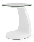 White Glass Top End Table N655