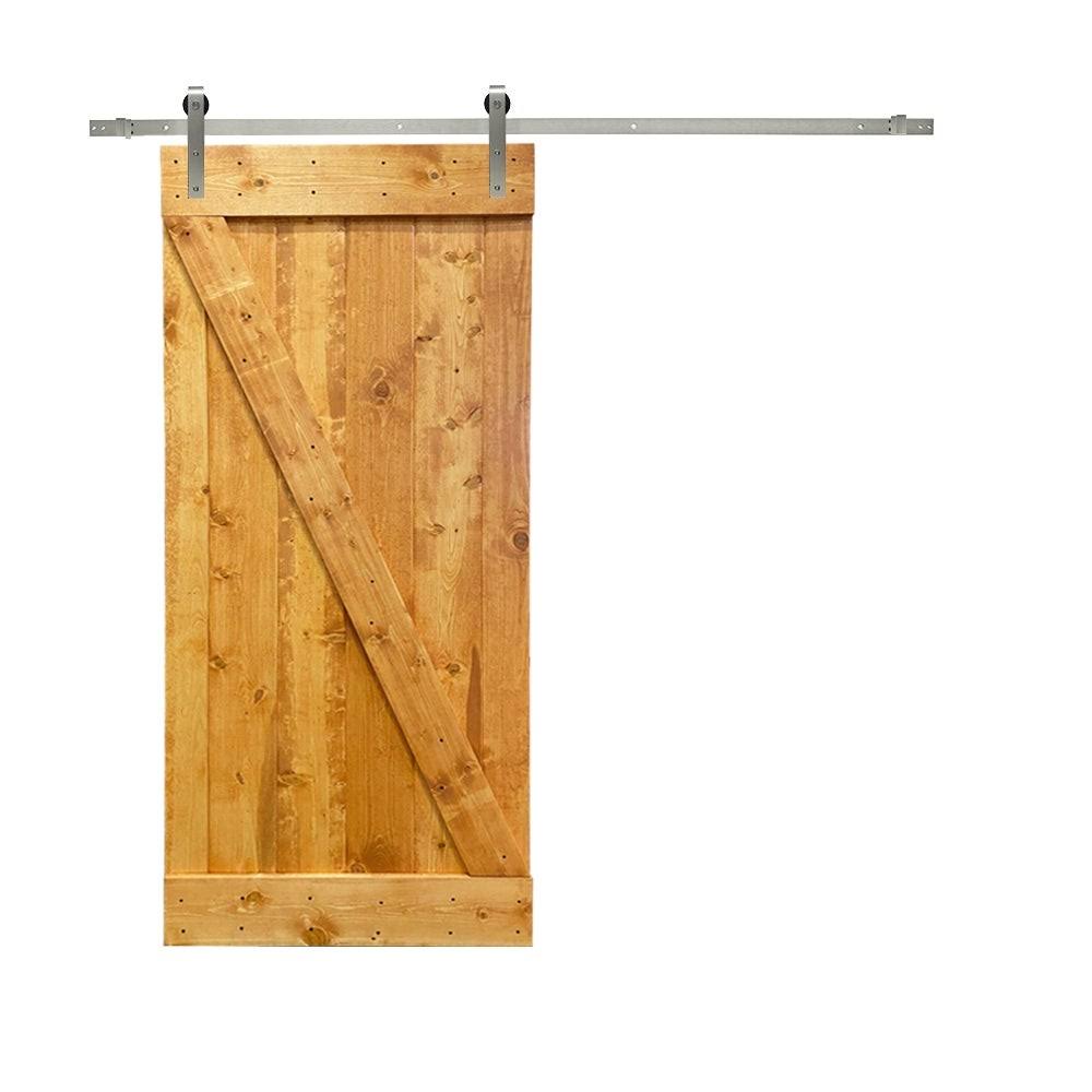 Sage Green Stained Wood Interior Sliding Barn Door with Hardware Kit I229194