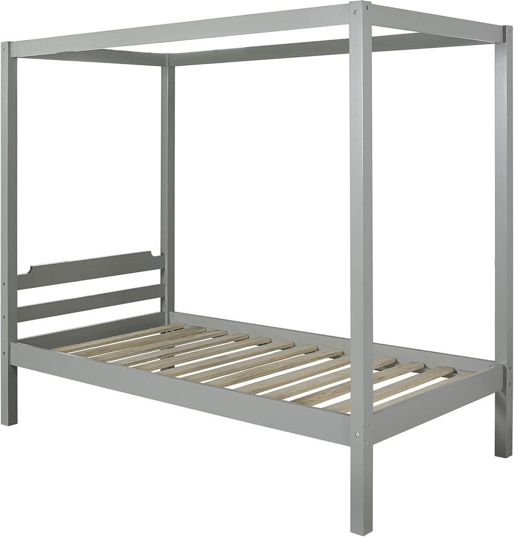 Gray Wood Twin Size Canopy Bed T5612