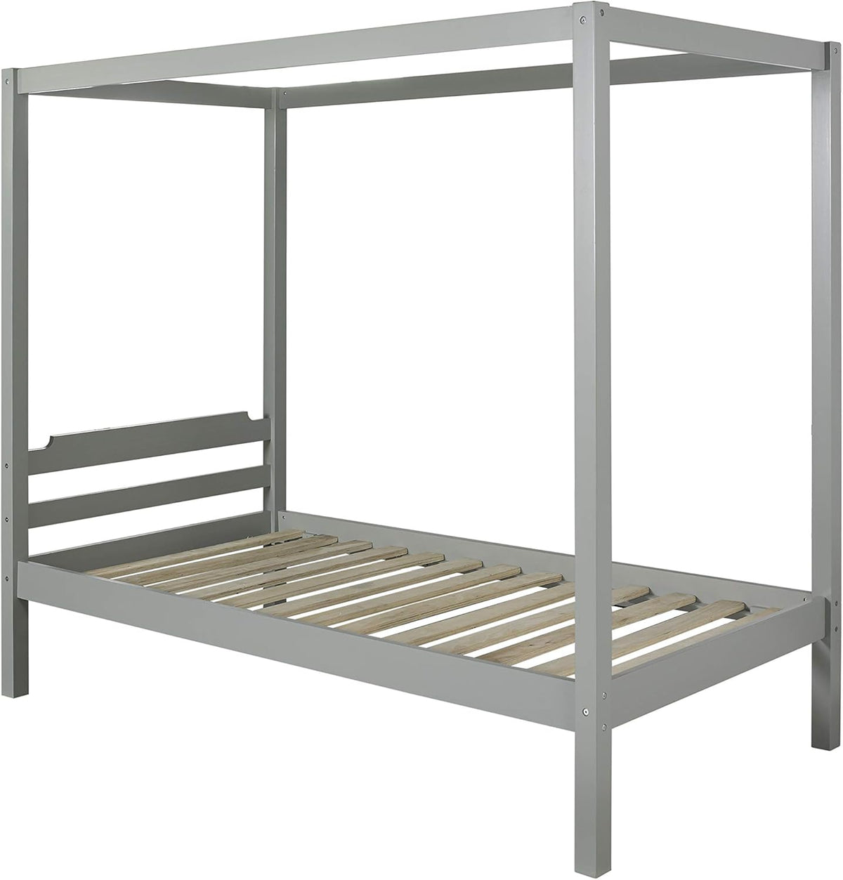 Gray Wood Twin Size Canopy Bed T5612