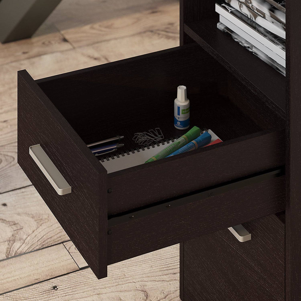 Espresso Oak Computer Desk with File Cabinet and Bookcase J743769