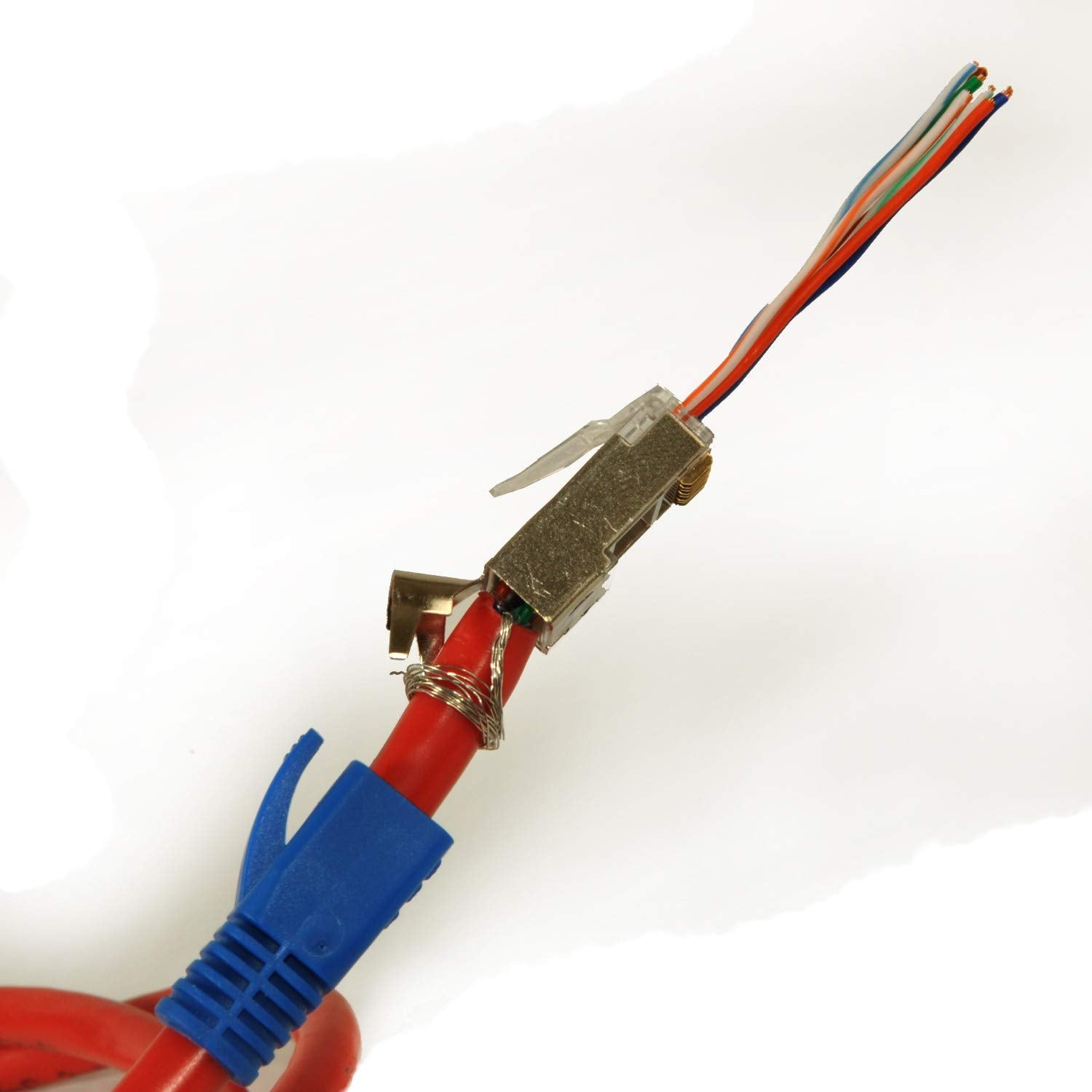 CAT6a FTP Shielded Pass Through Connector with Blue Boots (50 Pieces) X995783