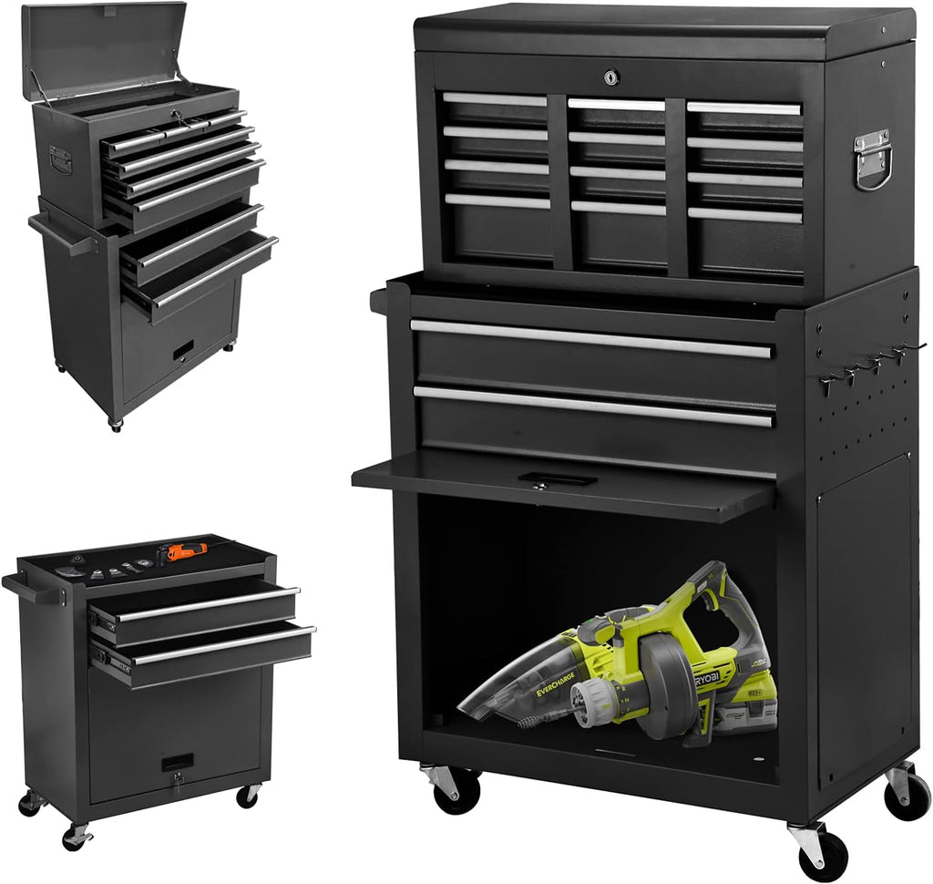 8-Drawer Rolling Tool Chest with Wheels and Lock (Black) S50594