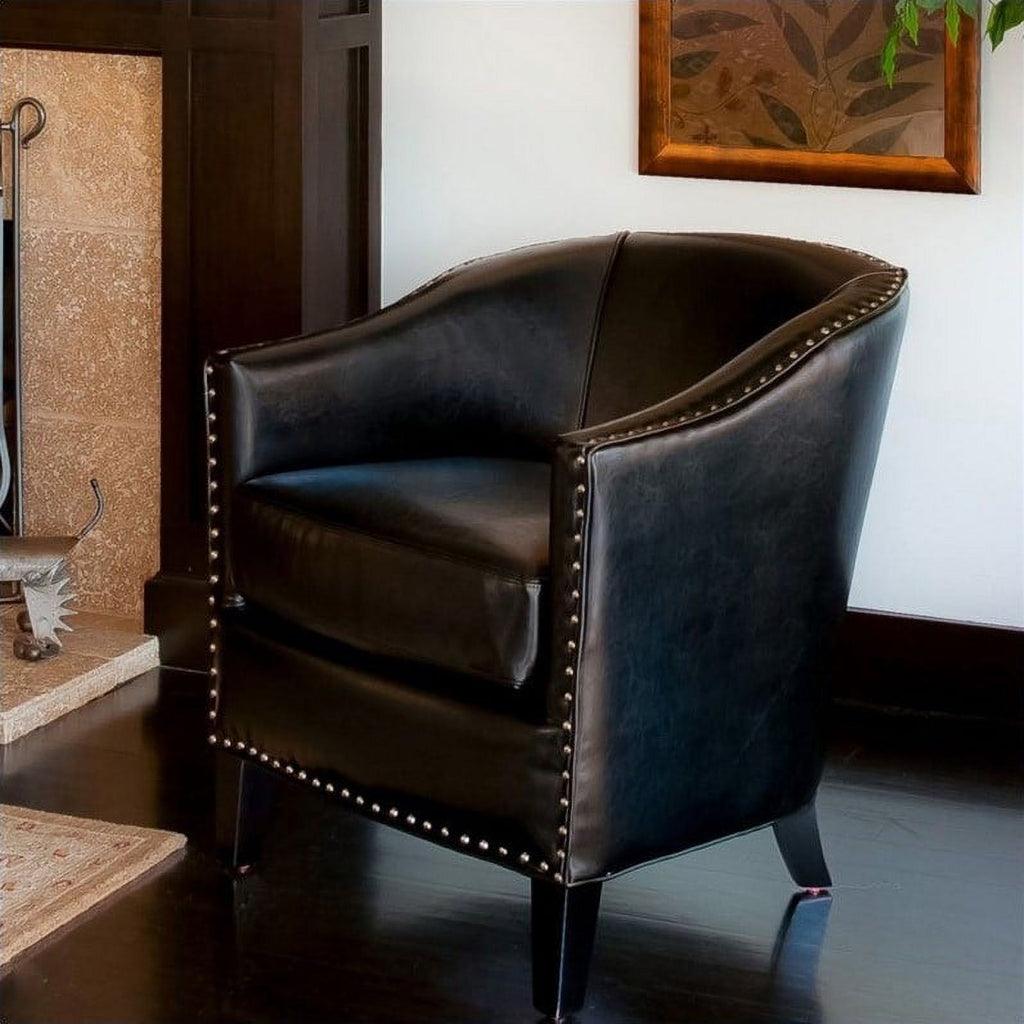 Black Leather Club Chair J536