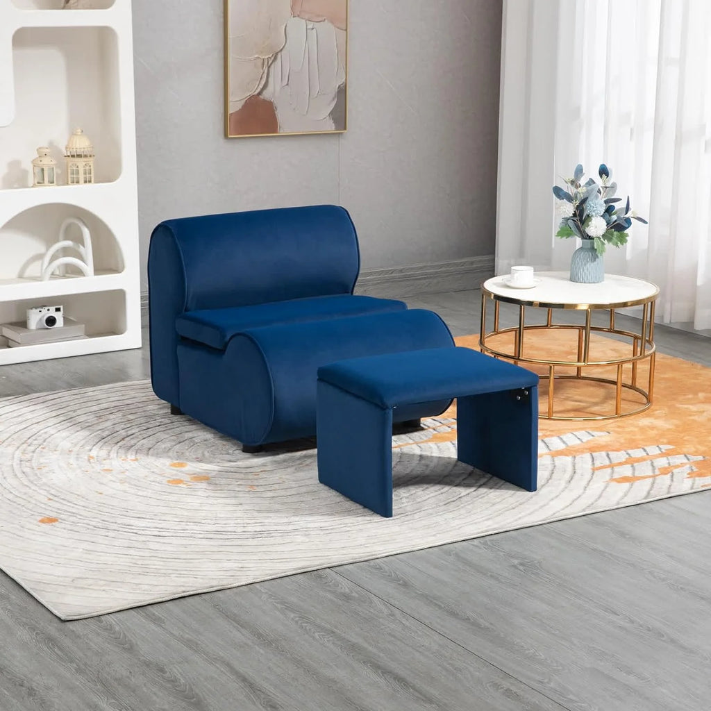 Yellow Velvet Accent Chair with Ottoman J26691