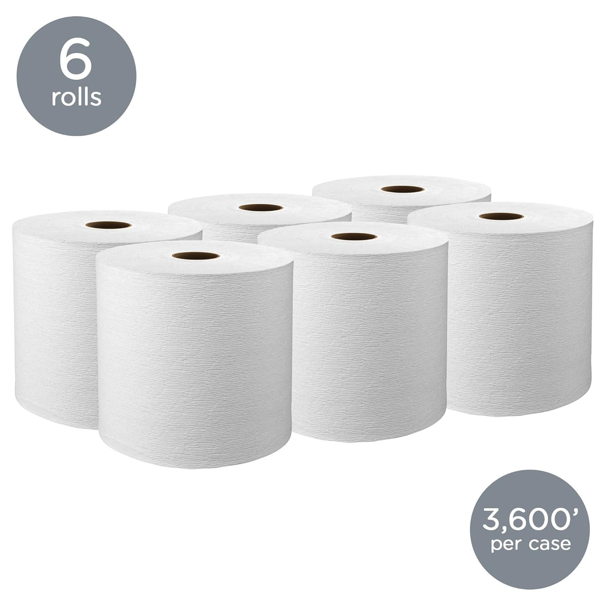 Hard Roll Paper Towels, White, 6 Rolls/Case, Pack of 2 K332