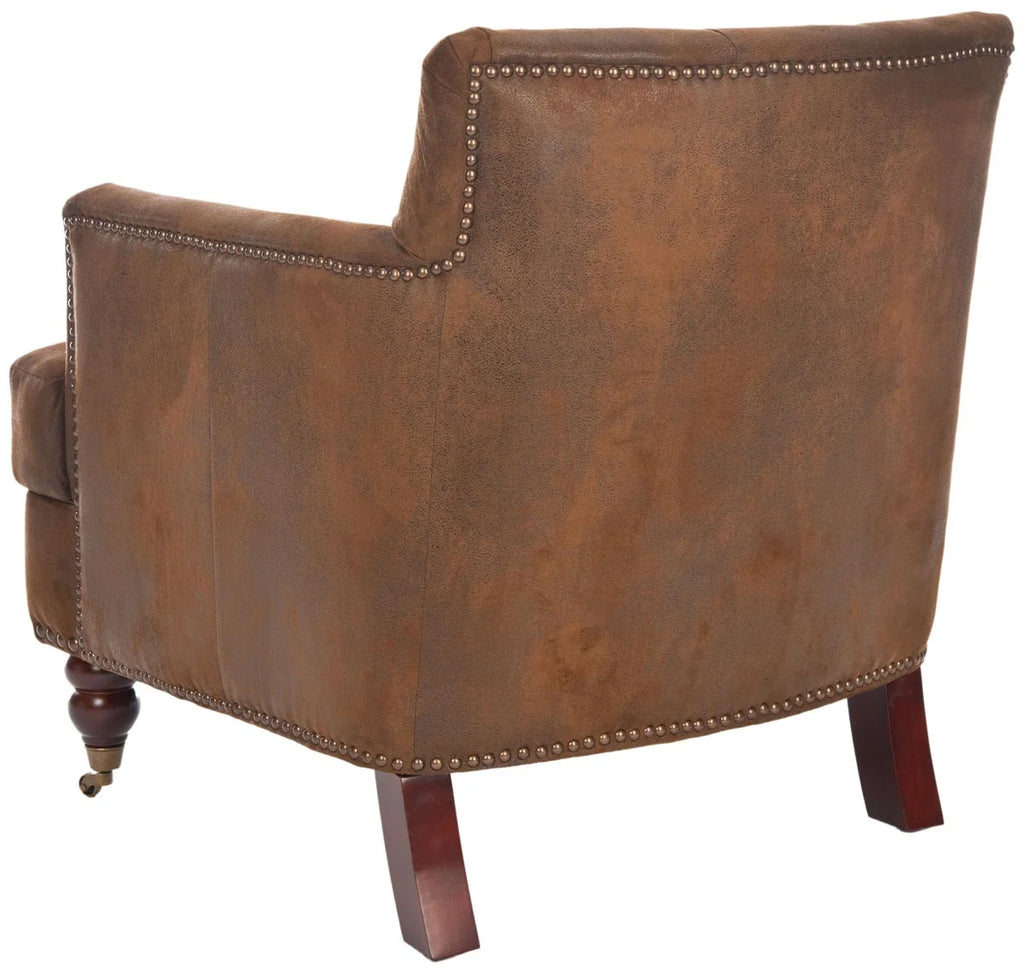 Antique Brown Tufted Club Chair with Casters T532660