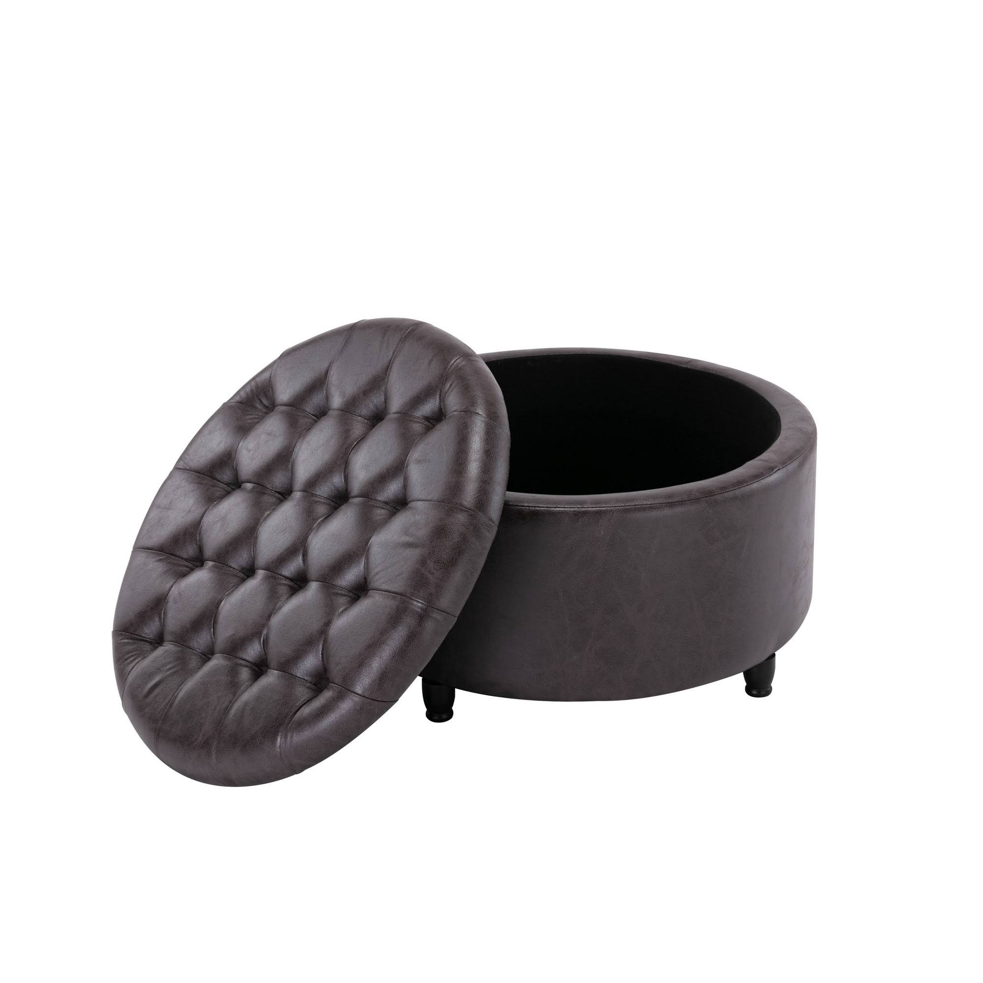 Black Pintucked Storage Ottoman K633320