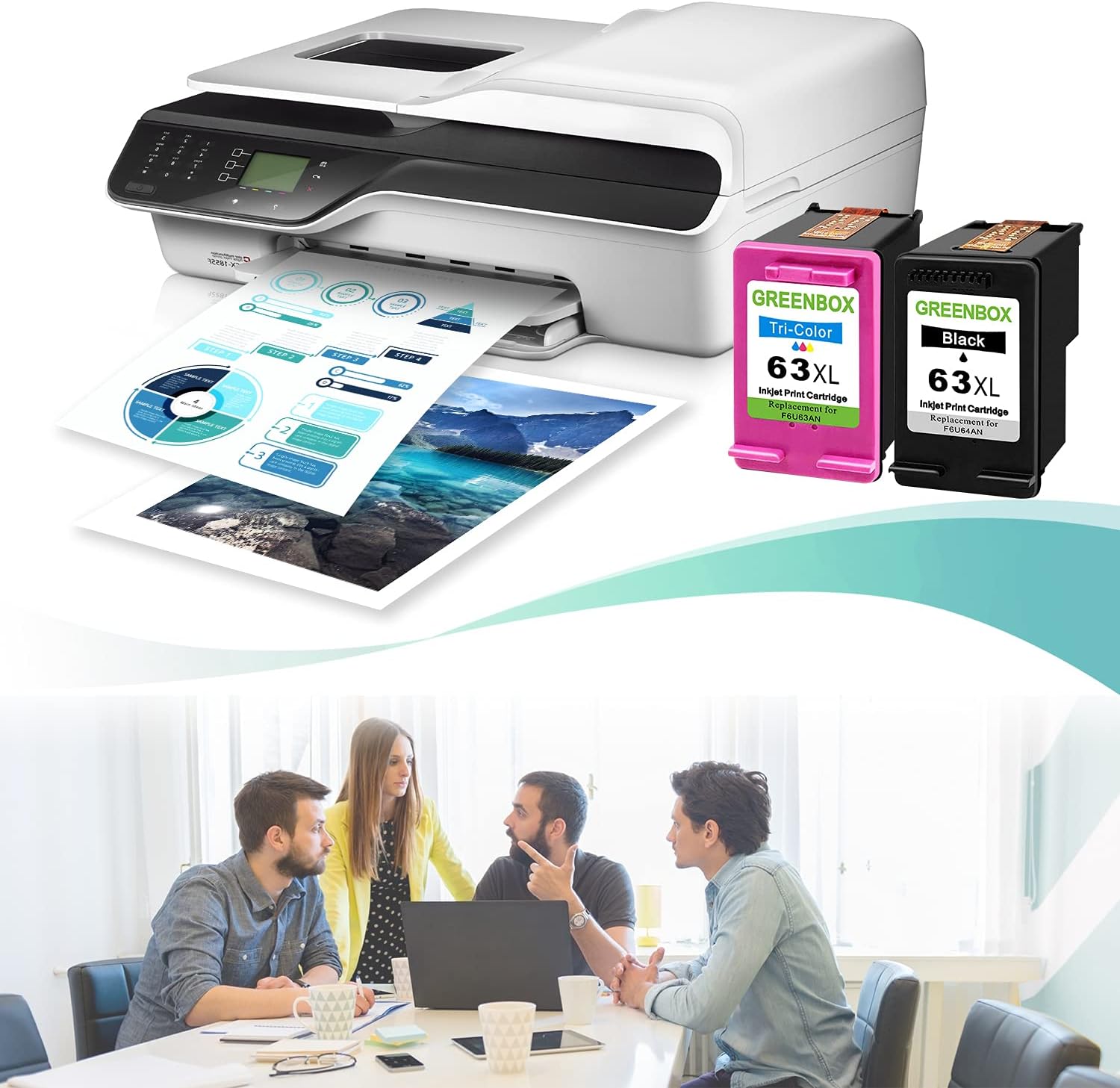 Remanufactured Ink Cartridge 63 Pack of 2 (1 Black 1 Tri-Color) F2631