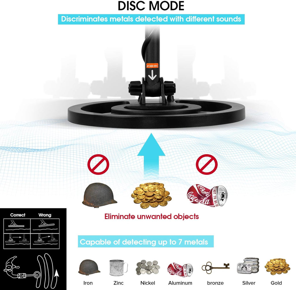 Metal Detector with 10 Waterproof Search Coil F93822