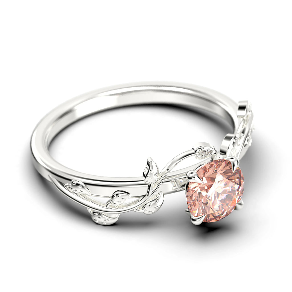 10K Solid White Gold Morganite Engagement Ring Z808