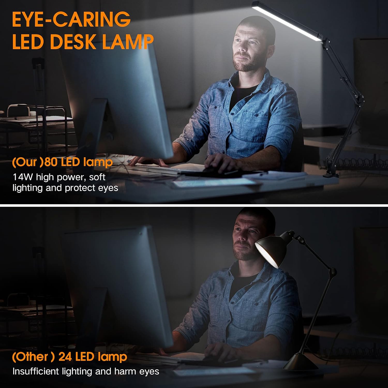 LED Desk Lamp with Clamp, 3 Modes, 30 Brightness Dimmable C3220
