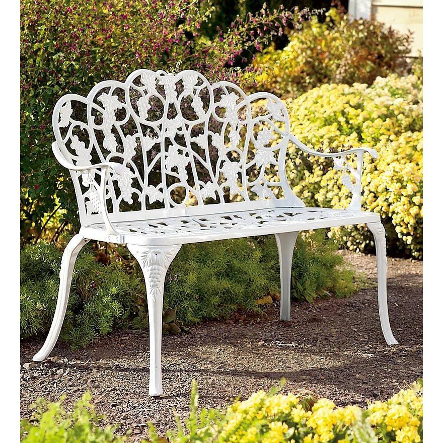White Powder-Coated Aluminum Garden Bench V187