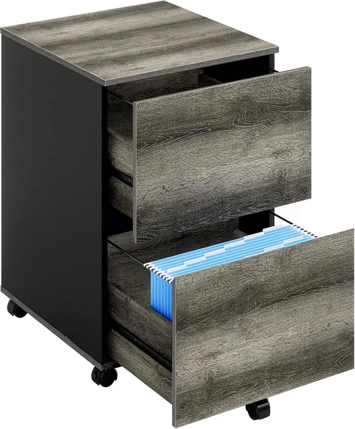 Gray 2 Drawer Wood Rolling File Cabinet A77066
