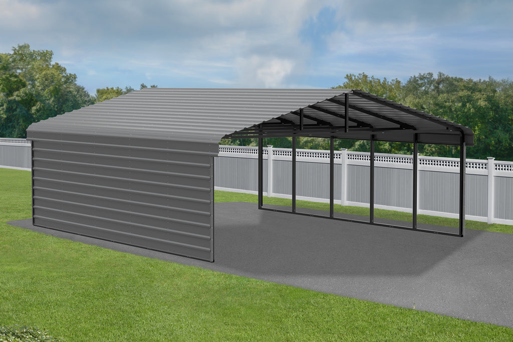 Galvanized Steel Carport Kit, 20' x 24' x 9', Charcoal E6652