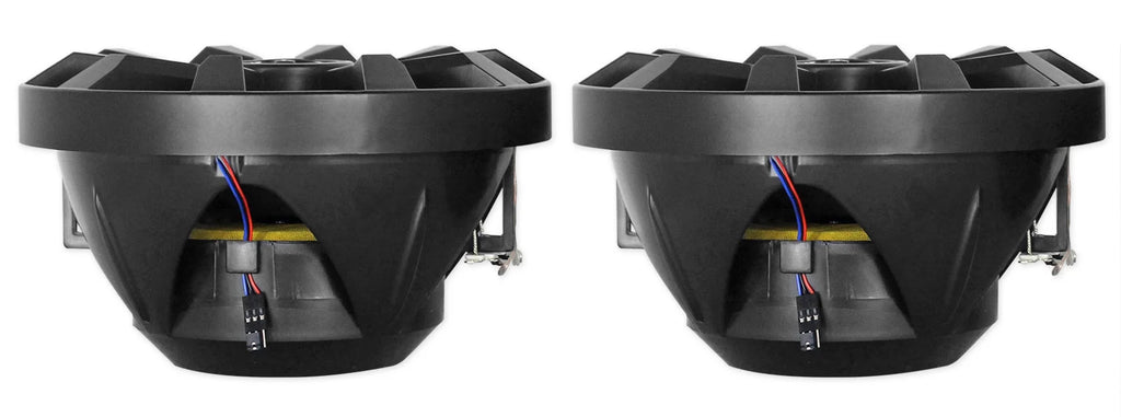 Dual 8" Marine Black Wakeboard LED Speakers with Amplifier and Wires B1222