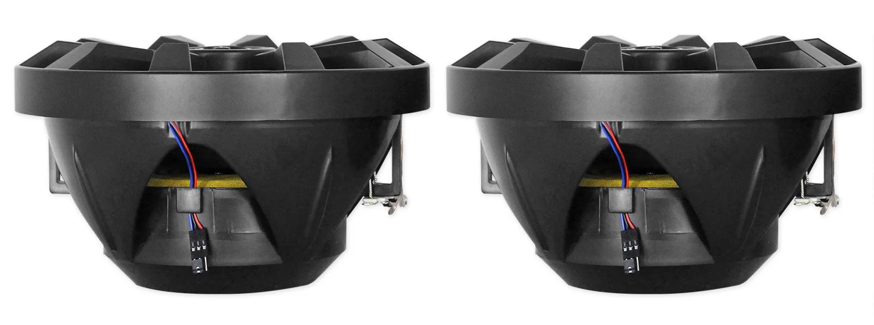 Dual 8" Marine Black Wakeboard LED Speakers with Amplifier and Wires B1222