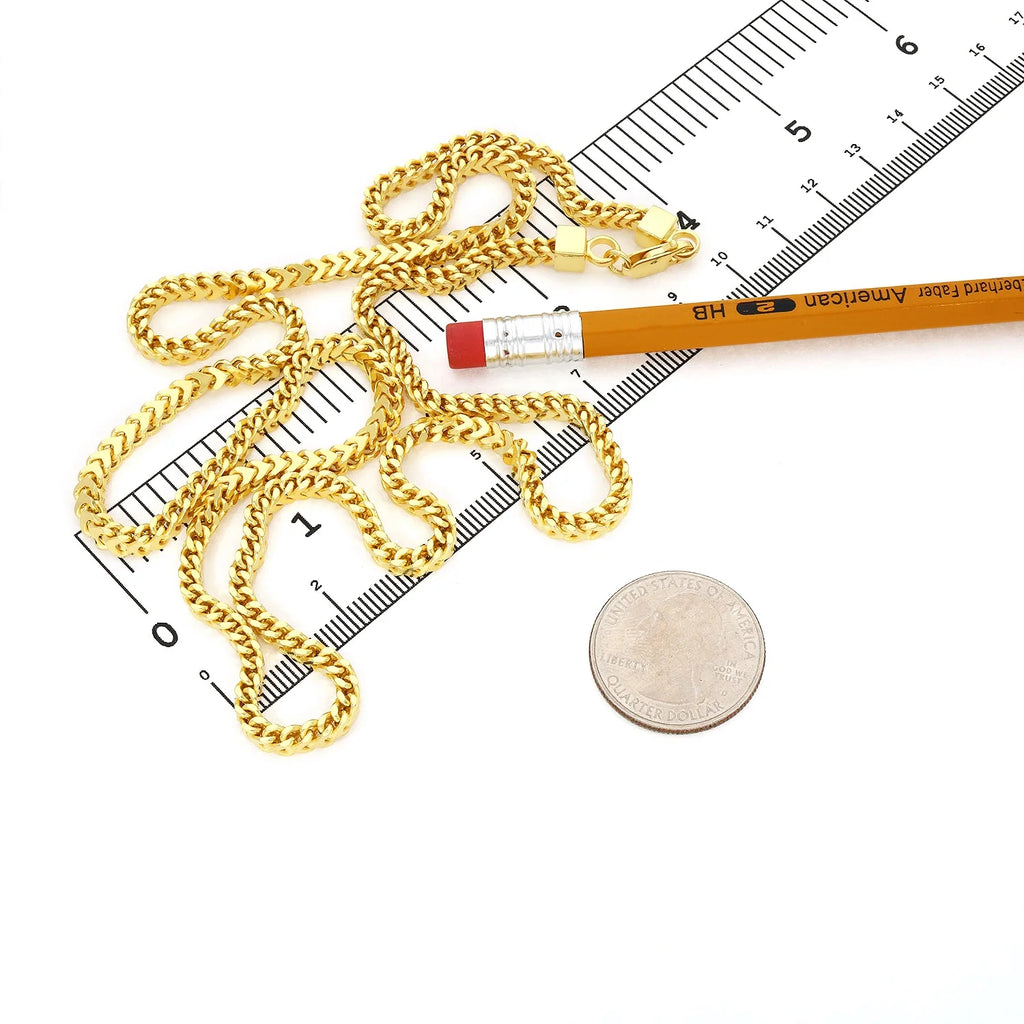 18K Gold Over Silver Hollow Franco Chain Necklace 20"-30" U37406