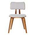 Walnut Wood & Gray Fabric Mid-Century Dining Chair A6330