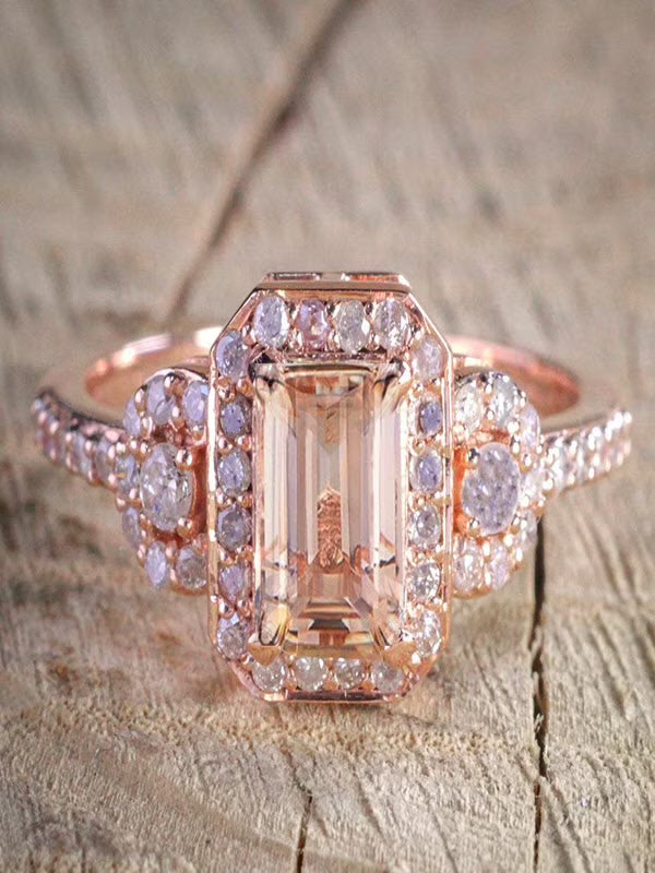 10k Rose Gold Morganite and Diamond Engagement Ring O15985