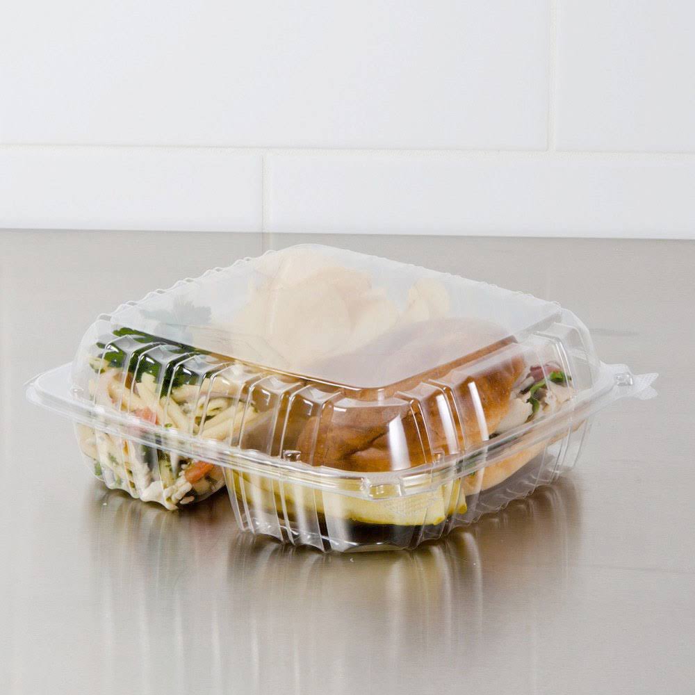 200 ct Clear 3 Compartment Hinged Container E635