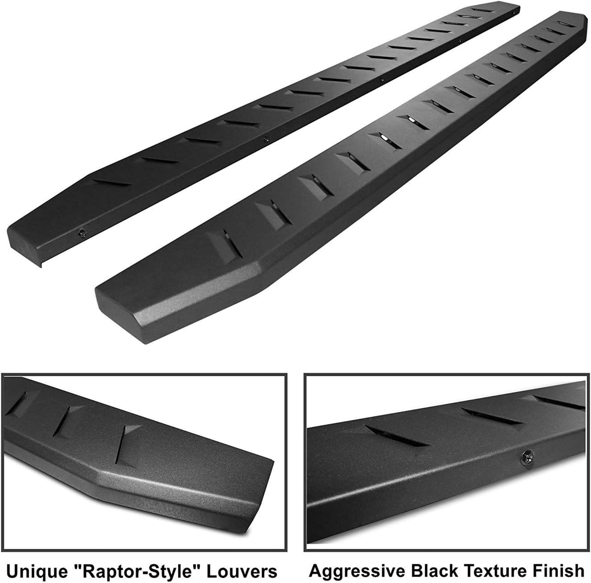 Textured Black Running Boards for Chevy Silverado GMC Sierra 1500 Extended Cab Double Cab E74027