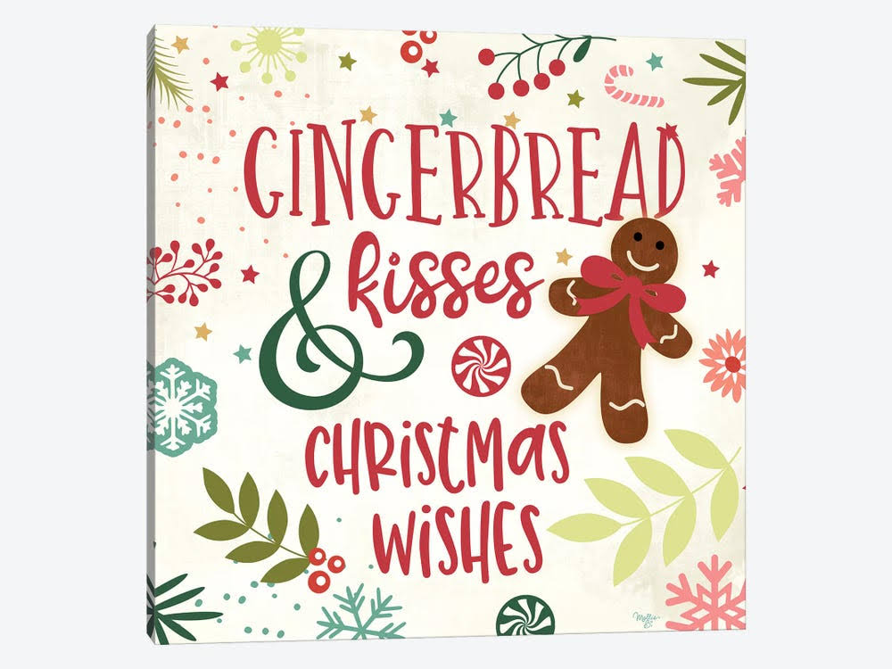 Gingerbread Kisses Wrapped Canvas I60470