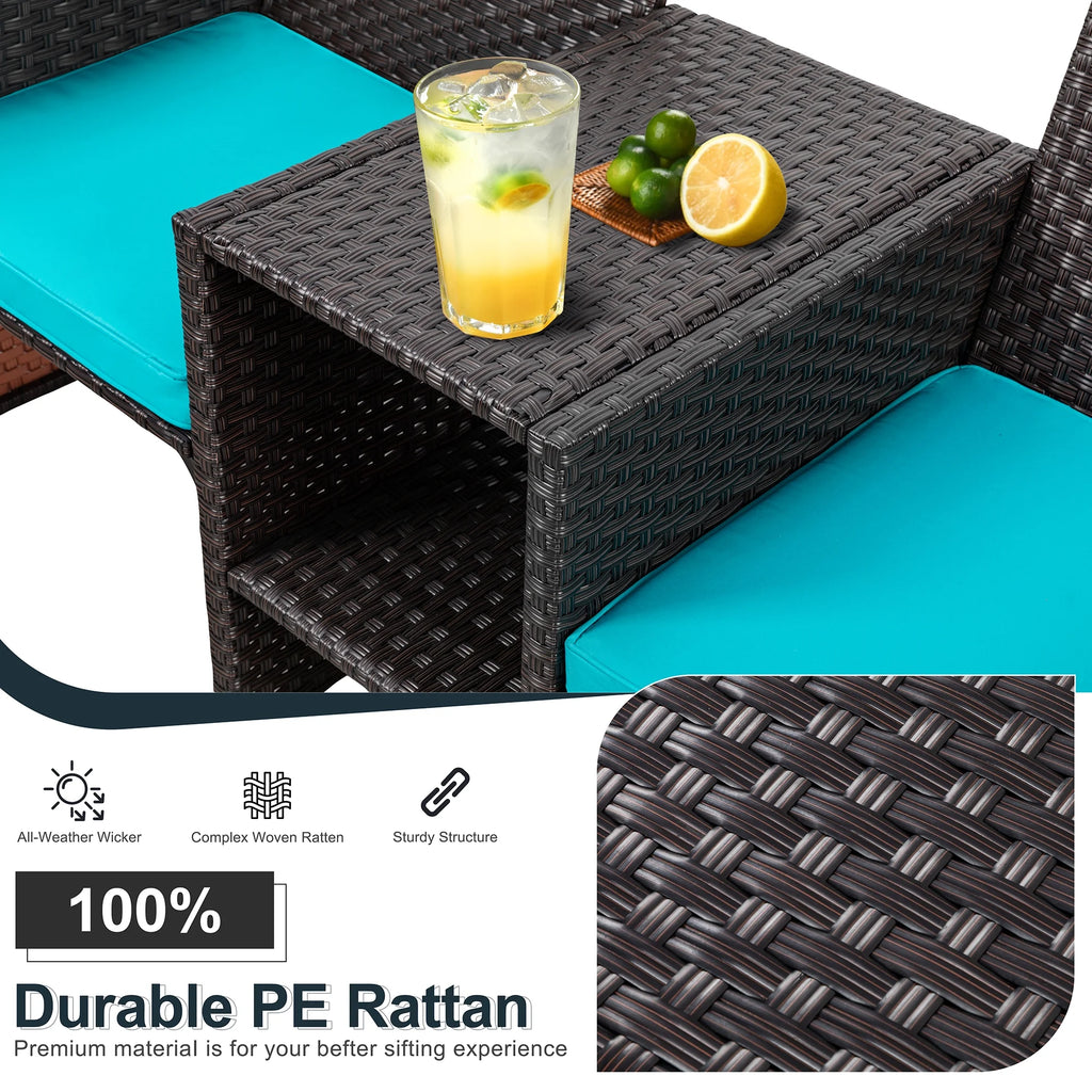 Outdoor Wicker Rattan Loveseat with Cushion R557959