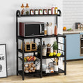 35.5 inches Industrial Kitchen Cart with Wire Basket and 6 Hooks O8450
