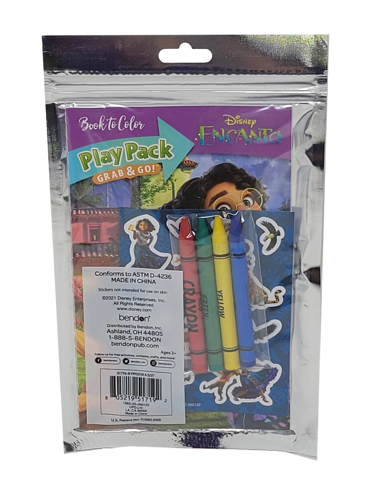 12" Purple Tote Bag with Disney Play Pack Stickers Crayons Set Q65090