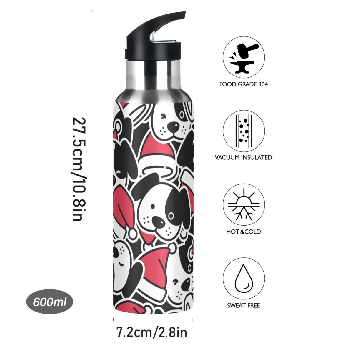 Stainless Steel Insulated Water Bottle with Straw Lid U147