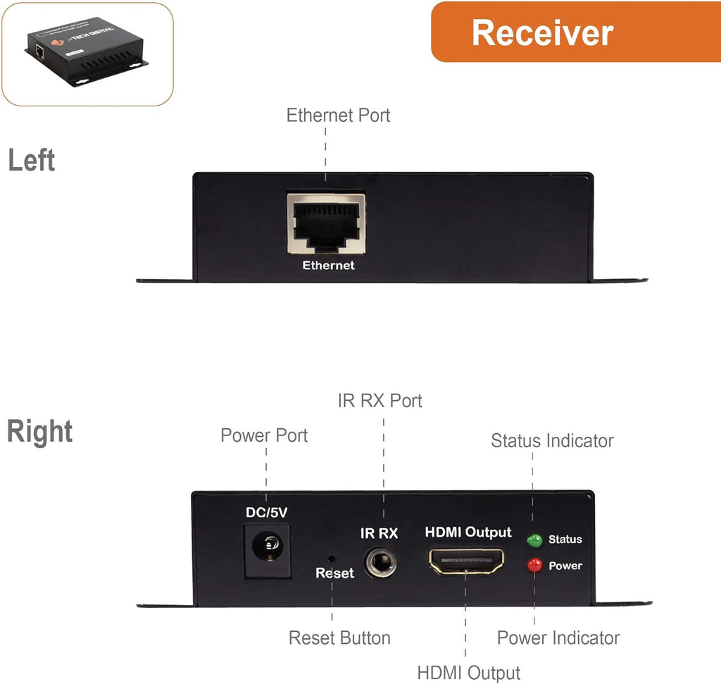 HDMI Extender Over Single Cat5e/6/7 Cable Full HD 1080p with TCP/IP, IR Up To 400ft P265736