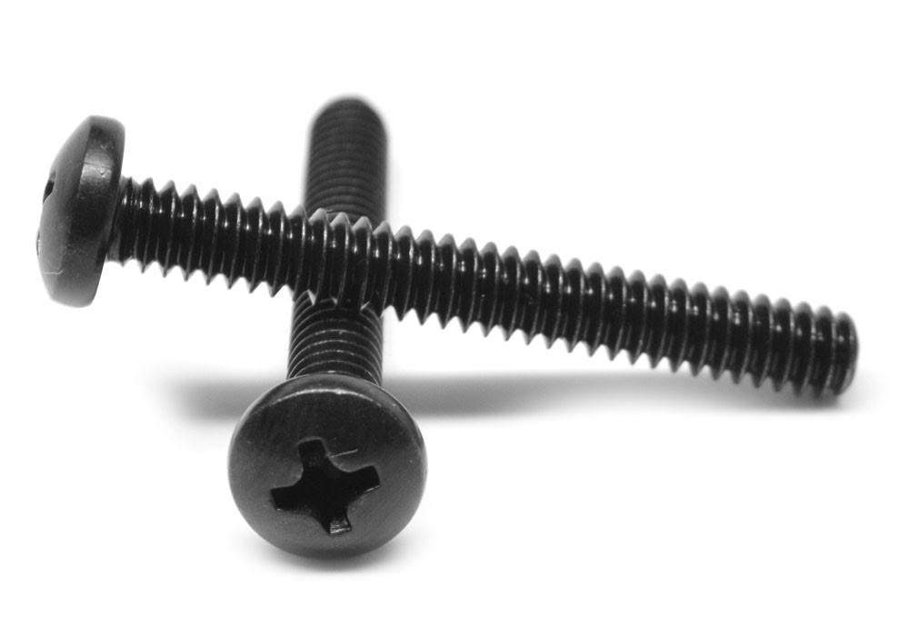 #8-32 x 2 Coarse Thread Machine Screw Phillips Pan Head Low Carbon Steel Black Zinc Plated S879491