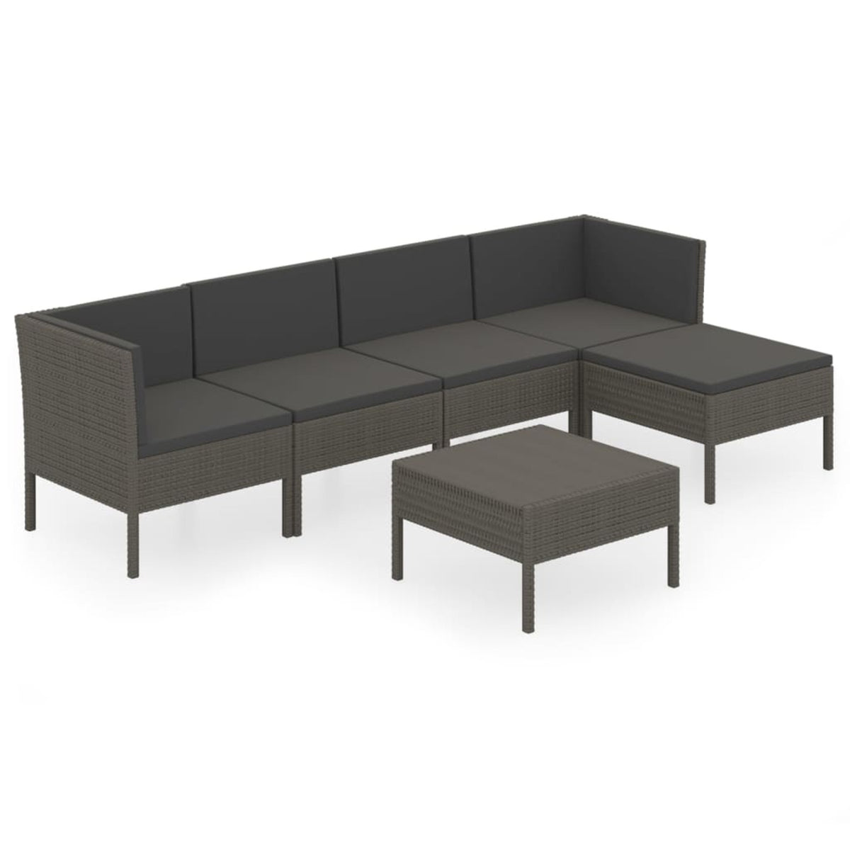 6 Piece Gray Poly Rattan Outdoor Sectional Sofa Set with Coffee Table N8697