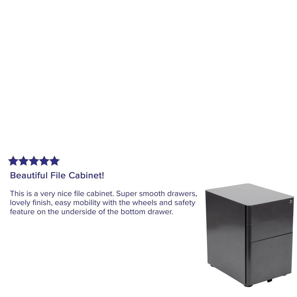 Black 3-Drawer Mobile Locking Filing Cabinet K4893