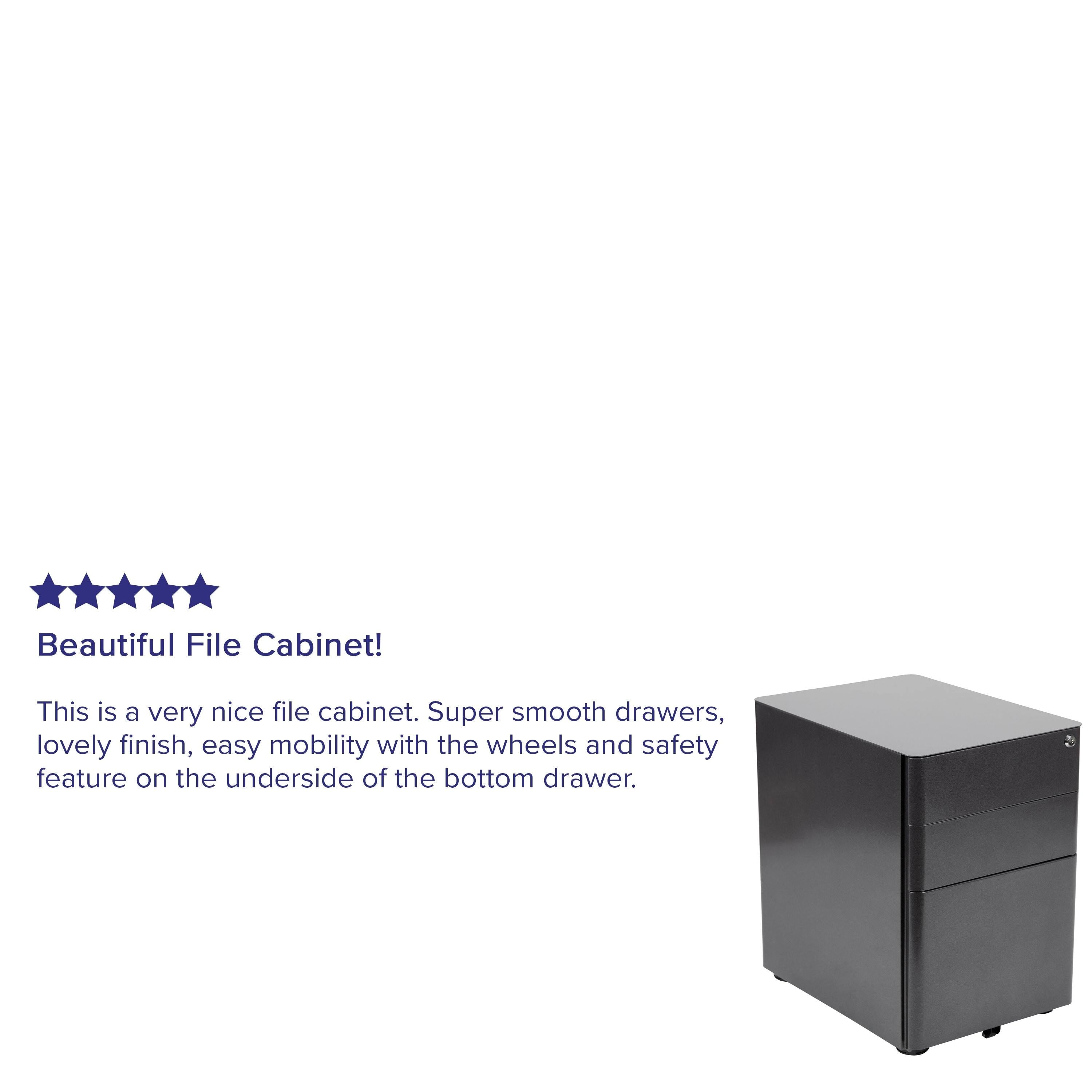 Black 3-Drawer Mobile Locking Filing Cabinet K4893