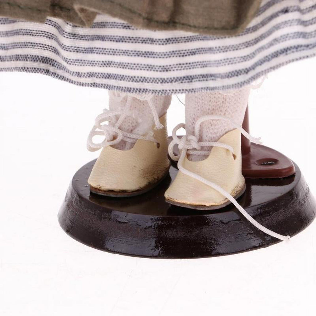 30cm Porcelain Doll Figure with Wood Stand H566