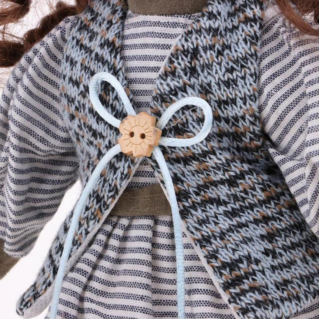 30cm Porcelain Doll Figure with Wood Stand H566