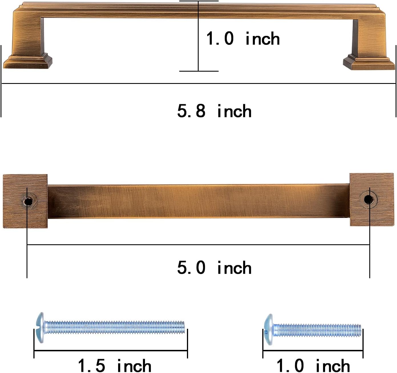10 Pack Antique Brass Cabinet Hardware Pulls, 5 inch Hold Centers F9677