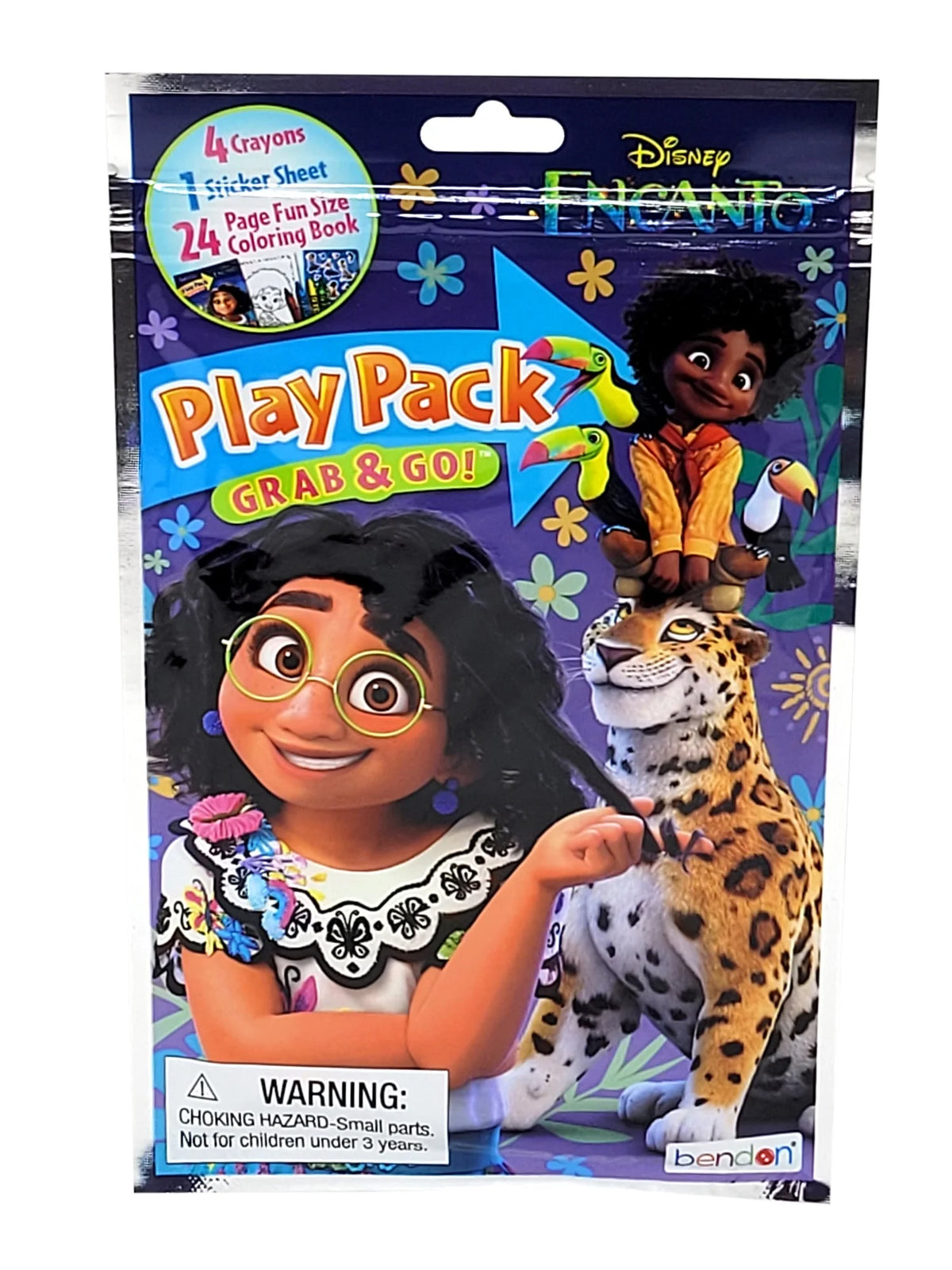 12" Purple Tote Bag with Disney Play Pack Stickers Crayons Set Q65090
