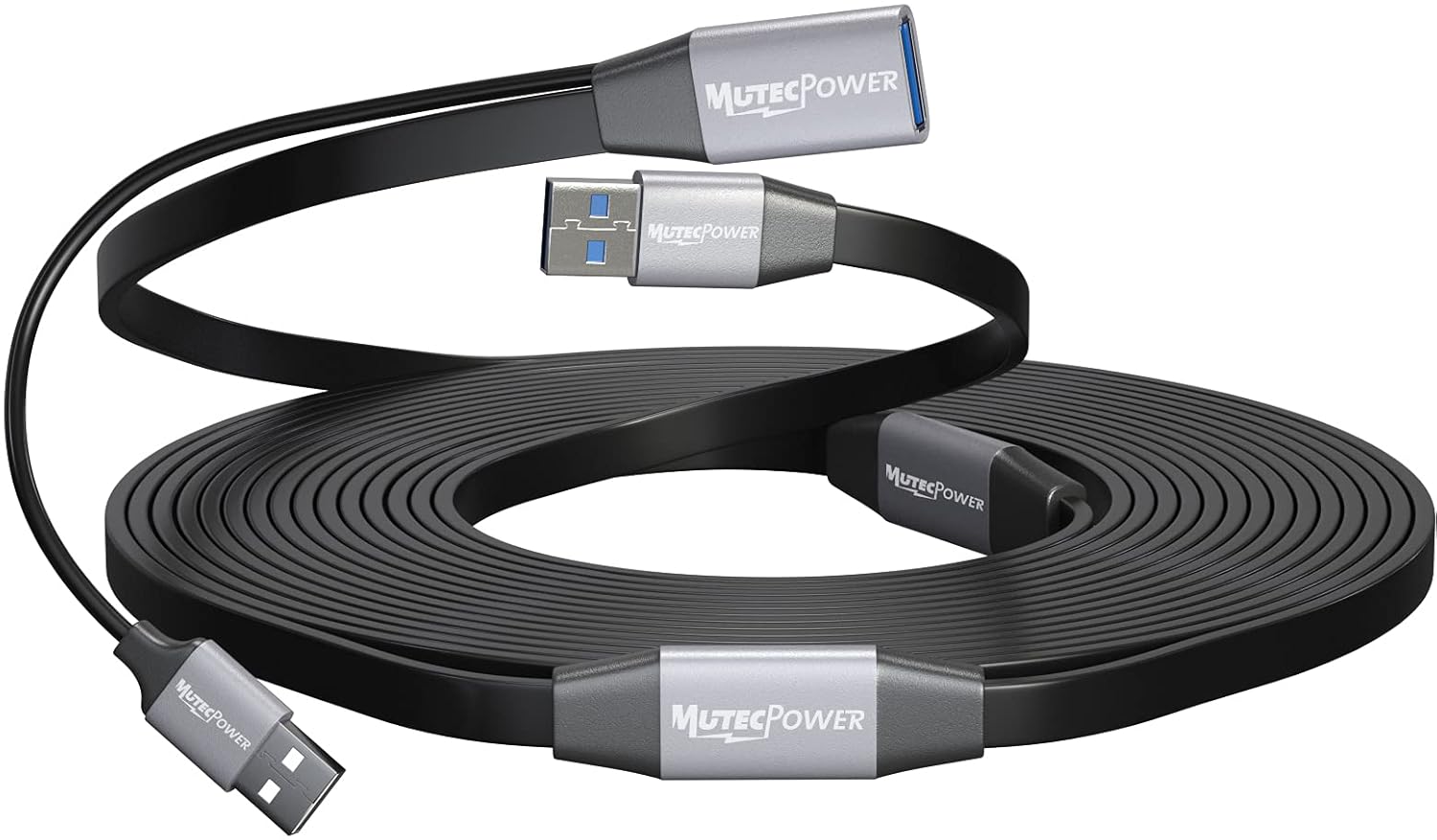Black 50 Feet Active USB 3.0 Male to Female Extension Cable with 2 Boosters C979519