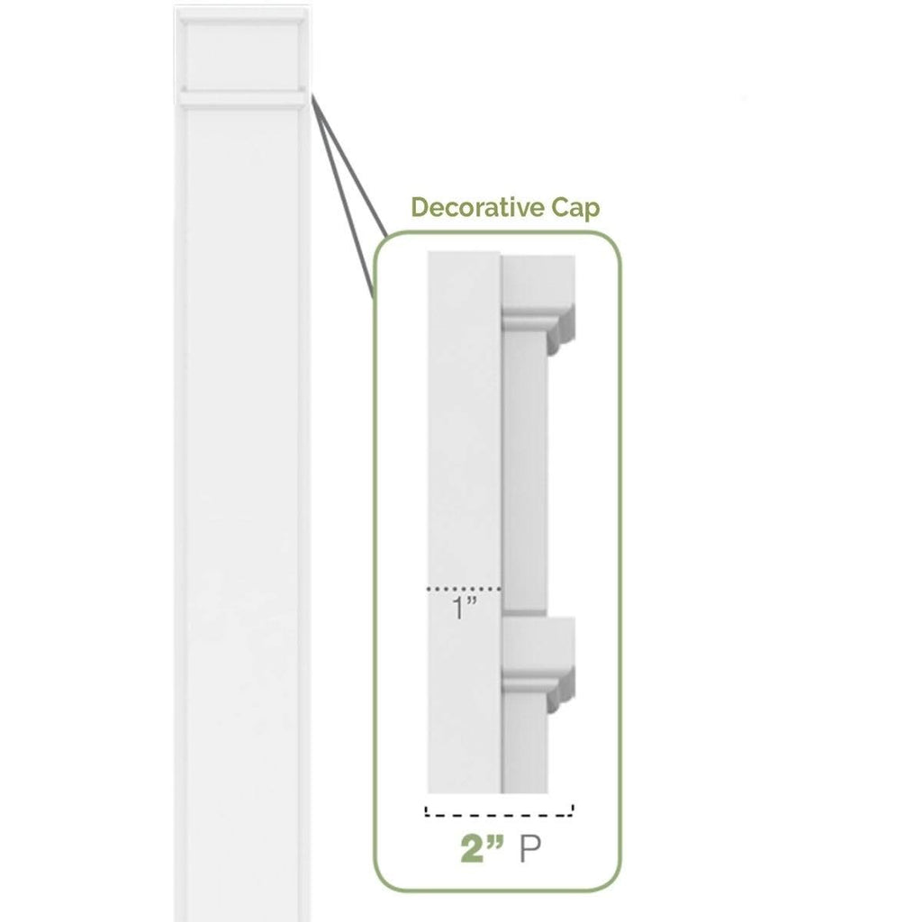 10x22W x 108x22H x 2x22P Two Equal Flat Panel PVC Pilaster with Decorative Capital & Base (Pair) D6761