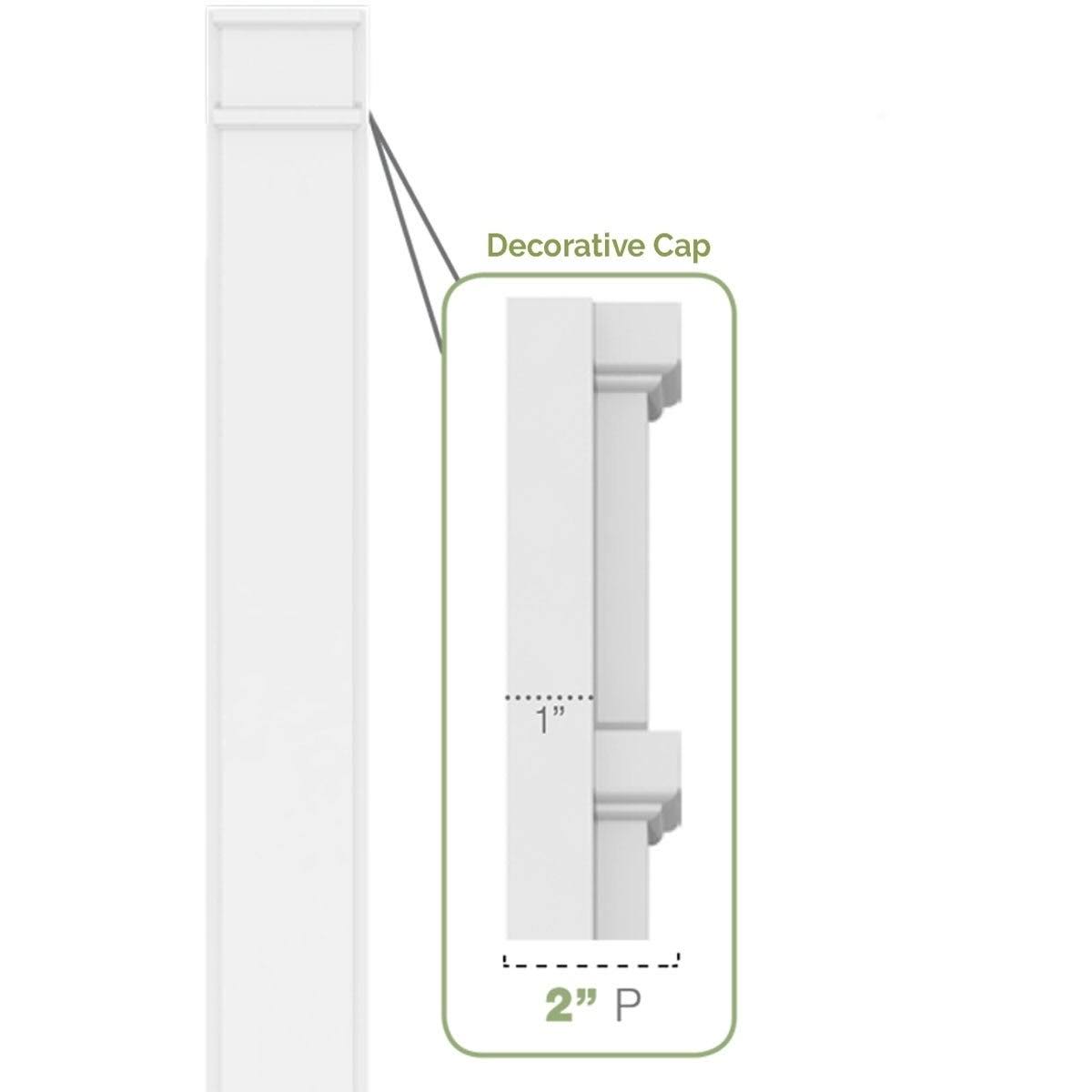 10x22W x 108x22H x 2x22P Two Equal Flat Panel PVC Pilaster with Decorative Capital & Base (Pair) D6761