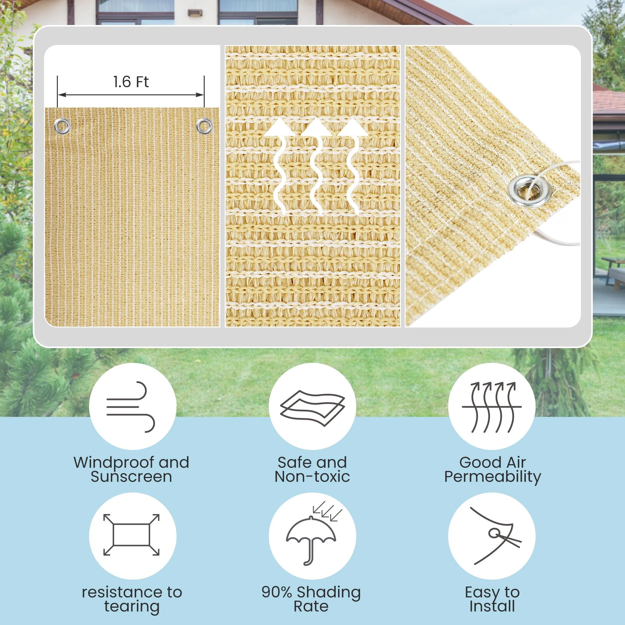 10 x 10 FT Beige Shade Cloth R207