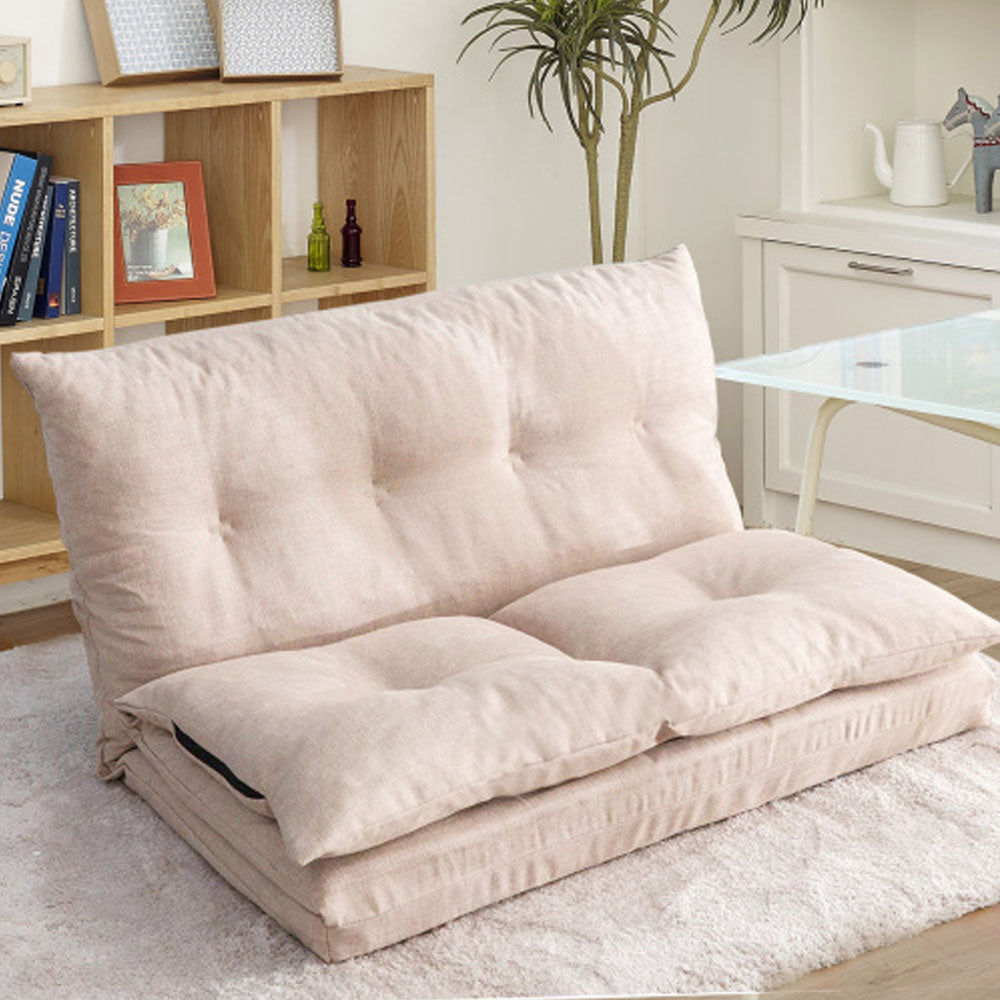 Beige Fabric Folding Chaise Lounge Sofa W169